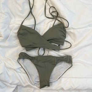 Green bikini from pink